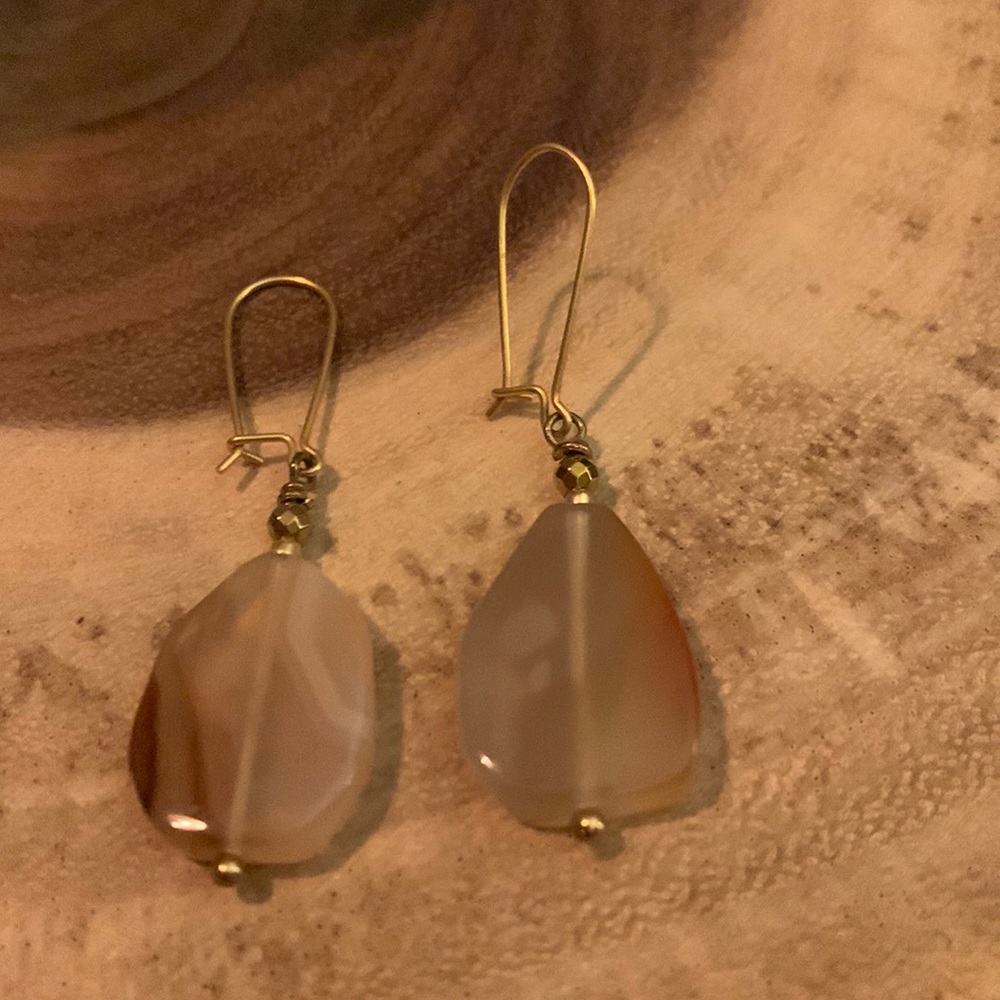 Hand Crafted Natural Carnelian Drop Earrings.  Boho earrings. Artisan Jewelry